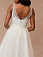 abordables Petits robes blanches-Robes de Mariage Petite Robe Blanche Engagement Robes de Mariée A-Line Col en V Sans Manches Longueur Genou Satin Avec Ceinture  Ruban Appliqués