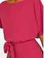 voordelige feest jumpsuits-dames jumpsuit elegant ceintuur taille rood wijde pijp ronde hals korte mouw effen kleur feest werk casual lente zomer kleding kleding