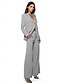 abordables Trajes de pantalón de mamá-Traje de Madre de la Novia Vestido Elegante Cuello de Camisa Largo de Tobillo Poliéster Manga Larga con Botones