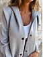 abordables Abrigos &amp; Trench-Mujer Chaqueta casual Transpirable Cómodo Botones Bolsillo Casual Plano Vacaciones Calle Casual Ropa Cotidiana Botonadura Simple Largo Con Capucha Ajuste regular Manga Larga Ropa de calle Rojo