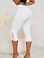 cheap Plain Leggings-Women&#039;s Capri Pants Leggings Streetwear Casual Calf-Length Natural Plain Lace Elastic Waist Comfy Outdoor Comfortable Outdoor Vacation Athleisure White Summer Regular Fit