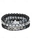 cheap Men&#039;s Jewelry-Men&#039;s Obsidian Beaded Cross Bracelet Set - Multi-layered matte obsidian and metal beads with grey gemstone decoration, Stretch design, Bohemian style, Ssuitable for daily wear or casual outing