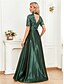 billiga Semi-formell / Cocktail-A-Löpare Quinceanera Klänningar Elegant Klänning Formell Bröllop Golvlängd Kort ärm Rundad Halsringning Polyester med Plisseringar