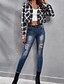 baratos Blazers e Fatos-Mulheres Camisa Social Xadrez Diário à moda Básico Manga Longa Colarinho de Camisa Tops regulares Trabalho Diário Feriado Botões Preto Primavera Outono