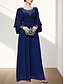 economico Matrimonio Informale / Di Giorno-Abito A-Line Madre della Sposa Elegante Scollatura Quadrata Lungo Chiffon Maniche Lunghe con Pieghe in Pizzo