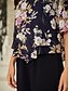 abordables Tops Florales-Mujer Tops de gasa Floral Graphic Elegante Diario Casual Media Manga Campana Cuello Barco Tops regulares Invitado a la boda Trabajo Diario Multi capa Azul Marino Verano Primavera Otoño