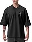 baratos Camisas casuais masculinas plus size-Homens Tamanho Grande Camiseta T-shirt Decote V Manga Curta Moda Ao ar livre Férias Diário Cruz Preto Branco Poliéster Roupa