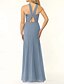 cheap Bridesmaid Dresses-Mermaid / Trumpet Bridesmaid Dress Halter Neck Sleeveless Elegant Floor Length Chiffon with Split Front
