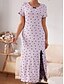 abordables Chemises de nuit et nuisettes pour femmes-Femmes Chemise de Nuit Occasionnel Confort Cœur Maison Quotidien Manche Courte Col en V Blanche Rose Claire Violet Gris Été Printemps Automne Coupe régulière