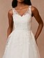 abordables Petits robes blanches-Robes de Mariage Petite Robe Blanche Engagement Robes de Mariée A-Line Col en V Sans Manches Longueur Genou Satin Avec Ceinture  Ruban Appliqués