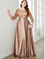 economico Semi-formale / Cocktail-Abito da Sera A-Line Elegante Abito Formale Matrimonio Lunghezza Pavimento Manica 3/4 Collo a Girocollo Seta con Pieghe