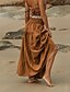 abordables Jupes unies-Femmes Jupe Évasé Occasionnel Maxi Taille Basse Jupes Uni Froncé Micro-Élastique Vacances Rue Noir Blanche Jaune Vert Véronèse Automne Coton