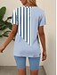 voordelige Korte sets voor dames-Dames Modieus T-shirt Shorts Sets Korte mouw V-hals Grafisch Gestreept Afdrukken Casual / Dagelijks blauw Paars Groen Zomer Ruim Passend