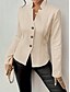 abordables Blazers et Costumes-Femmes Blazer Respirant Confortable Avec Poches Occasionnel Uni Bureau Rue Occasionnel Tenue quotidienne Simple Boutonnage Régulier Col montant Coupe régulière manche longue Vêtements d&#039;extérieur