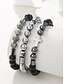 cheap Men&#039;s Jewelry-Men&#039;s Obsidian Beaded Cross Bracelet Set - Multi-layered matte obsidian and metal beads with grey gemstone decoration, Stretch design, Bohemian style, Ssuitable for daily wear or casual outing
