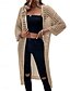 abordables Manteaux &amp; trenchs-Femmes Veste Décontractée Respirant Confortable Découpé Occasionnel Uni Vacances Rue Occasionnel Tenue quotidienne Ouvert devant Long Sans Col Coupe régulière Manche 3/4 Vêtements d&#039;extérieur Noir