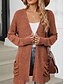 billige Cardigans og overtøj-Dame Bluse Cardigan Elegant Mode Gade Ren farve Åben Front Lomme Strikket Langærmet Almindelige toppe Strikke udendørs Daglig Weekend Lyserød Blå Efterår Vinter