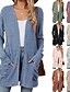 billige Cardigans og overtøj-Dame Bluse Cardigan Elegant Mode Gade Ren farve Åben Front Lomme Strikket Langærmet Almindelige toppe Strikke udendørs Daglig Weekend Lyserød Blå Efterår Vinter