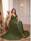 economico VERDE-Abiti A-Line Plus Size Elegante Abito Curva Abito Formale Matrimonio Lunghezza Piena Senza Maniche Scollatura a V Raso Schiena Scoperta con Pieghe