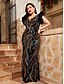 preiswerte SCHWARZ-Meerjungfrau  Trompeten Abendkleid Elegantes Kleid Formal Hochzeit Bodenlang Kurzarm V-Ausschnitt Pailletten V-Rücken mit Pailletten