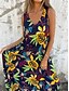 abordables Vestidos florales-Mujer Vestido maxi Vestido de una línea Vestido lencero Vacaciones Casual Boho Exterior Noche Ajuste regular Floral Sin Mangas Escote en Pico Azul Piscina Albaricoque Beige Verano