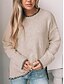 billige Solide farver-Dame Bluse Afslappet Blødt Ren farve Rillet Rund hals Patchwork Strikket Langærmet Almindelige toppe Strikke udendørs Daglig Weekend Grøn Kakifarvet Efterår Vinter