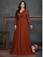 voordelige BLAUW-A-Lijn Plus Size Jurken Elegante Curvy Jurk Formele Bruiloft Vloerlengte Lange Mouw V-Hals Chiffon met Sequin