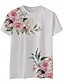 levne Tričko se zvířaty-Dámské Tričko Květinový Grafika Vinobraní stylové Klasické Krátký rukáv Tričkový Kulatý Běžné topy Denní Víkend Tisk Bílá Vodní modrá Fialová Trávová zelená Béžová Léto Jaro