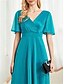 billiga Semi-formell / Cocktail-A-linjeformade Quinceanera-klänningar Elegant Klänning Formell Bröllop Golvlängd Kort ärm V-ringad Chiffon med Fållar