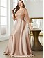 economico Semi-formale / Cocktail-Abito da Sera A-Line Elegante Abito Formale Matrimonio Lunghezza Pavimento Manica 3/4 Collo a Girocollo Seta con Pieghe