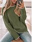 billige Solide farver-Dame Bluse Afslappet Blødt Ren farve Rillet Rund hals Patchwork Strikket Langærmet Almindelige toppe Strikke udendørs Daglig Weekend Grøn Kakifarvet Efterår Vinter
