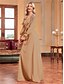 ieftine Semi-formal / Cocktail-Rochii elegante tip A-Line pentru quinceanera rochie formală de nuntă lungime până la podea mâneci lungi gât în V satin cu mărgele