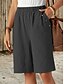 abordables Bermudas-Mujer Chinos Pantalón corto Moda Ropa de calle Básico Longitud de la rodilla Alta cintura Plano Bolsillo Cintura elástica Confortable Suave Cómodo Microelástico Exterior Calle Gris oscuro Azul