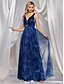 abordables BLEU-Robe de quinceañera en A élégante robe de mariage formelle longue sans manches décolleté en V tulle dos en V avec cristaux et fente