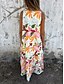 abordables Vestidos florales-Mujer Vestido maxi Vestido de una línea Vestido lencero Vacaciones Casual Boho Exterior Noche Ajuste regular Floral Sin Mangas Escote en Pico Azul Piscina Albaricoque Beige Verano