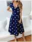 abordables Robes Rayés et Géométriques-Femmes Robe Midi Robe trapèze Occasionnel Extérieur Sortir Coupe Standard À pois Manche Courte Col en V Blanche Vin bleu marine Été Printemps