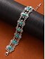 abordables Bracelet pour femme-Bracelet bohème vintage en pierre turquoise pour femme – Design à maillons de chaîne plaqué argent antique pour tenues décontractées, fêtes et cadeaux