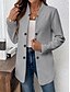 abordables Blazers et Costumes-Femmes Blazer Confortable Respirant Boutons Occasionnel Uni Bureau Rue Occasionnel Tenue quotidienne Simple Boutonnage Régulier Col montant Coupe régulière manche longue Vêtements d&#039;extérieur Noir