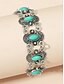 abordables Bracelet pour femme-Bracelet bohème vintage en pierre turquoise pour femme – Design à maillons de chaîne plaqué argent antique pour tenues décontractées, fêtes et cadeaux