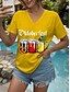 billige Humor &amp; Citater tee-Oktoberfest Dame T-shirt Grafisk Bogstaver Årgang Stilfuld Klassisk Kortærmet V-hals Almindelige toppe Daglig Trykt mønster Sort Hvid Gul Rød Blå Sommer Forår