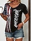 voordelige Onafhankelijkheidsdag Top-Onafhankelijkheidsdag Patriottische Dames T-Shirt Vlag Vlag Nationale Vlag Stijlvol Casual Rood Wit En Blauw Korte Mouwen V Nek Reguliere Tops Dagelijks Print Blauw Zomer Lente