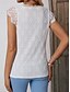 abordables Hauts en dentelle-Femmes Chemise Couleur Unie Élégant Basique Occasionnel Manche Courte Col en V Hauts Réguliers Quotidien Dentelle Patchwork Noir Blanche Rose Claire Abricot Été