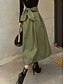 baratos Saias Formais-Mulheres Moda Casual Longo Cintura Alta Saias Tecido Bolsos Micro-Elástica Diário Rua Preto Verde Tropa Cáqui Verão