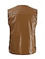 cheap Men&#039;s Vest-Men&#039;s Vest Gilet Faux Leather Vest Outdoor Daily Fashion Casual Spring Fall Zip Up Pocket PU Leather Comfortable Plain Zipper Crew Neck Regular Fit Black Brown Vest