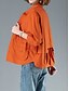 billiga casual jackor-Dam Vardaglig jacka Bekväm Andningsfunktion Ficka Knappar Ledigt Slät Semester Gata Ledigt Dagliga kläder Enkelknäppt Kort Nedvikt Normal Långärmad Ytterkläder Svart Orange Brun Sommar Vår