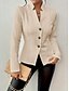 abordables Blazers et Costumes-Femmes Blazer Respirant Confortable Avec Poches Occasionnel Uni Bureau Rue Occasionnel Tenue quotidienne Simple Boutonnage Régulier Col montant Coupe régulière manche longue Vêtements d&#039;extérieur