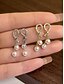 baratos Brinco Feminino-Brincos de pérolas artificiais femininas com design em forma de lágrima e strass, elegante estilo dourado pendurado, adequados para deslocamento diário, escritório, casamento, festa e noite