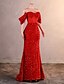 tanie Suknie wieczorowe-Sukienka wieczorowa Syrena  Trąbka Elegancka sukienka formalna na bal tren zbierający bez rękawów z odkrytymi ramionami cekinowa z cekinami