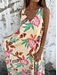 abordables Vestidos florales-Mujer Vestido maxi Vestido de una línea Vestido lencero Vacaciones Casual Boho Exterior Noche Ajuste regular Floral Sin Mangas Escote en Pico Azul Piscina Albaricoque Beige Verano