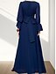 economico Matrimonio Informale / Di Giorno-Abito A-Line Madre della Sposa Elegante Scollatura Quadrata Lungo Chiffon Maniche Lunghe con Pieghe in Pizzo